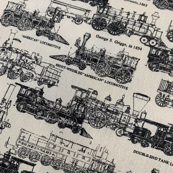 Vintage Train Locomotive Throw Pillow White Red Black Ruffle Retro 19.5" Square - Picture 3 of 6